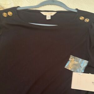 LC Lauren Conrad Black Button-Shoulder Women's Top M